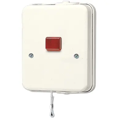 JUNG 102 KOZ W badkamer trekschakelaar 2-polig met controlelamp AP600 creme