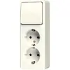 JUNG 626 A opbouw combinatie wisselschakelaar/2x wandcontactdoos randaarde AP600 creme
