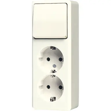 JUNG 626 A opbouw combinatie wisselschakelaar/2x wandcontactdoos randaarde AP600 creme