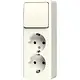 JUNG 626 A opbouw combinatie wisselschakelaar/2x wandcontactdoos randaarde AP600 creme