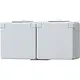 JUNG 622 NW wandcontactdoos 2-voudig randaarde met klapdeksel horizontaal opbouw IP44 WG600