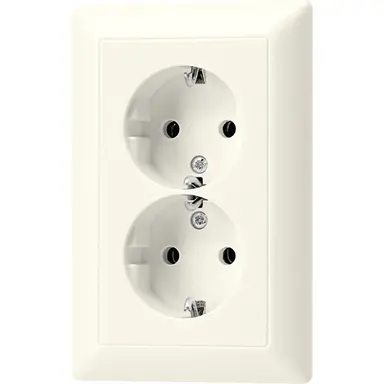 JUNG AS 5015 KI wandcontactdoos 2-voudig randaarde Safety+ voor ovale 1,5 inbouwdoos AS500 creme