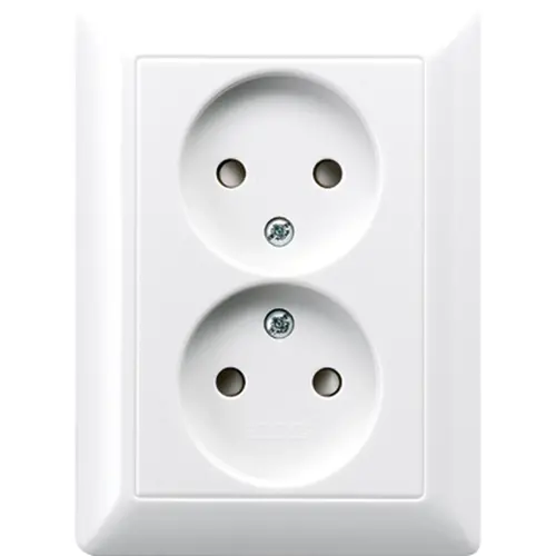 JUNG AS 5010 KIU WW wandcontactdoos vlak zonder randaarde Safety+ 2-voudig AS500 alpine wit