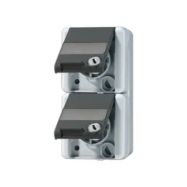 JUNG 822 NAWSL wandcontactdoos 2-voudig opbouw IP44 verticaal met slot WG800