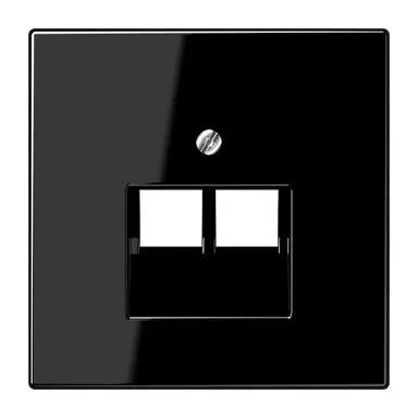 JUNG LS 969-2 UA SW centraalplaat 2-voudig tbv RJ45 wandcontactdoos LS990 zwart glans