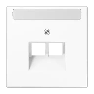 JUNG LS 969-2 NAUA WW centraalplaat 2-voudig met tekstvenster tbv RJ45 wandcontactdoos LS990 alpine wit