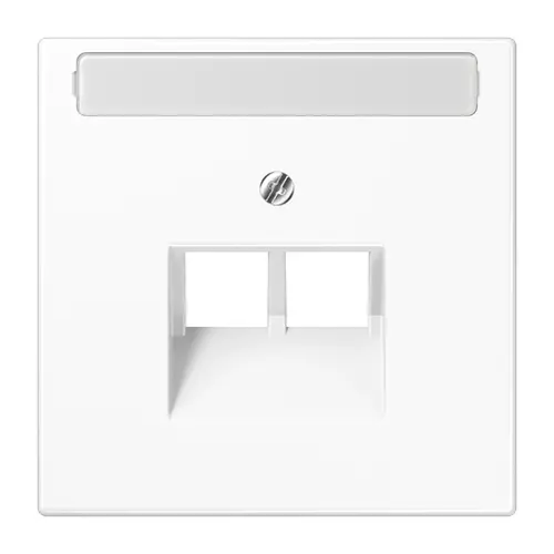 JUNG LS 969-2 NAUA WW centraalplaat 2-voudig met tekstvenster tbv RJ45 wandcontactdoos LS990 alpine wit