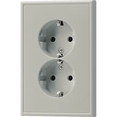 JUNG ES 5015 KI-L wandcontactdoos 2-voudig randaarde Safety+ voor ovale 1,5 inbouwdoos LS990 edelstaal