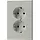 JUNG ES 5015 KI-L wandcontactdoos 2-voudig randaarde Safety+ voor ovale 1,5 inbouwdoos LS990 edelstaal