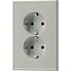 JUNG ES 5015 KI-L wandcontactdoos 2-voudig randaarde Safety+ voor ovale 1,5 inbouwdoos LS990 edelstaal