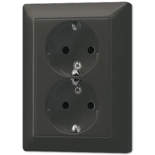 JUNG AL 5020 KI AN-L wandcontactdoos randaarde Safety+ 2-voudig voor enkele inbouwdoos LS990 antraciet gelakt aluminium
