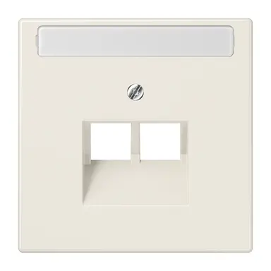 JUNG LS 969-2 NAUA centraalplaat 2-voudig met tekstvenster tbv RJ45 wandcontactdoos LS990 creme