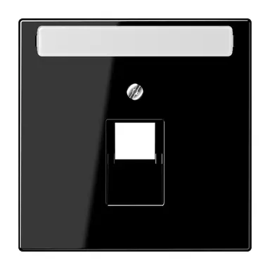 JUNG LS 969-1 NAUA SW centraalplaat 1-voudig met tekstvenster tbv RJ45 wandcontactdoos LS990 zwart glans