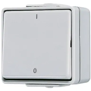 JUNG 602 W 2-polige schakelaar 10A met onderbak IP44 WG600