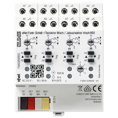 JUNG FM AS 816 REG eNet schakelactor 8-voudig of jaloezieactor 4-voudig radiografisch
