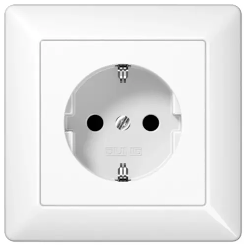 JUNG AS 1520 NKI WW wandcontactdoos randaarde Safety+ met volle afdekplaat AS500 alpine wit