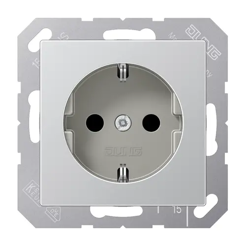 JUNG A 1520 N AL wandcontactdoos randaarde A-range aluminium