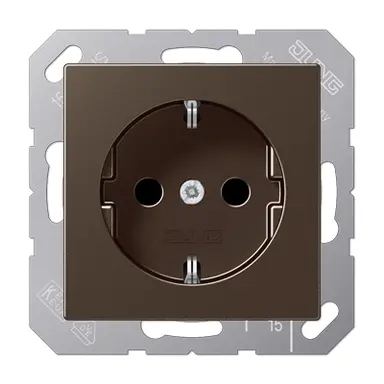 JUNG A 1520 NKI MO wandcontactdoos randaarde Safety+ A-range mokka