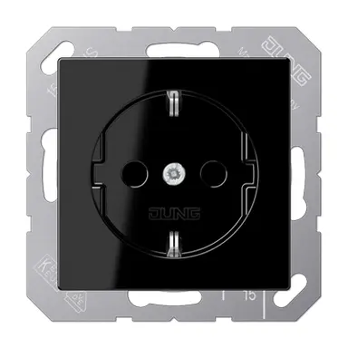 JUNG A 1520 NKI SW wandcontactdoos randaarde Safety+ A-range zwart glans