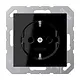 JUNG A 1520 NKI SW wandcontactdoos randaarde Safety+ A-range zwart glans