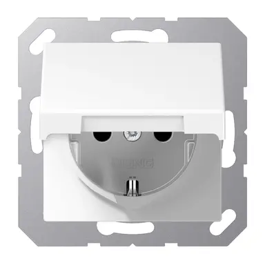 JUNG A 1520 NKIKL WW wandcontactdoos randaarde Safety+ en klapdeksel A-range alpine wit