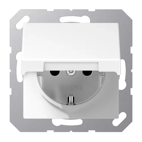 JUNG A 1520 NKIKL WW wandcontactdoos randaarde Safety+ en klapdeksel A-range alpine wit