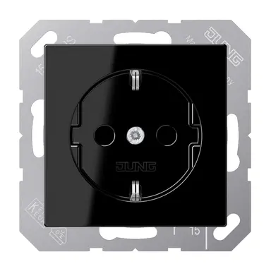 JUNG A 1520 N SW wandcontactdoos randaarde A-range zwart glans