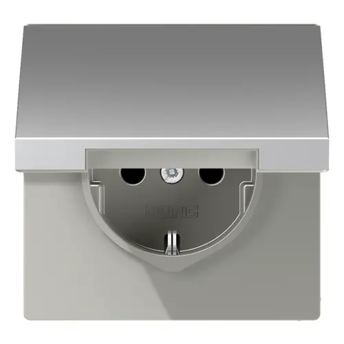JUNG AL 1520 NKL wandcontactdoos randaarde klapdeksel LS990 aluminium