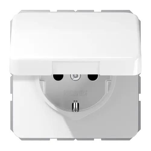 JUNG CD 1520 NBFKL WW wandcontactdoos randaarde klapdeksel CD500 alpine wit