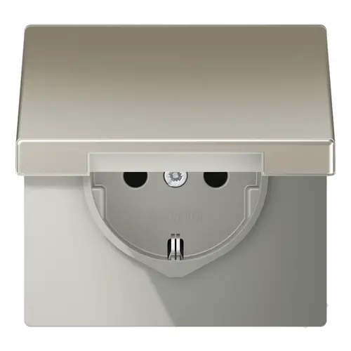 JUNG ES 1520 NKIKL wandcontactdoos randaarde Safety+ klapdeksel LS990 edelstaal