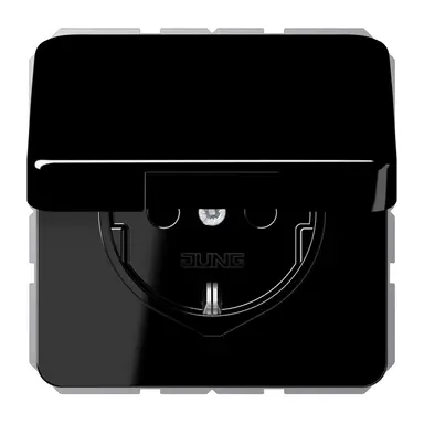 JUNG CD 1520 NBFKL SW wandcontactdoos randaarde klapdeksel CD500 zwart glans