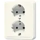JUNG 5020 NKIU wandcontactdoos 2-voudig randaarde Safety+ voor enkele inbouwdoos CD500 creme