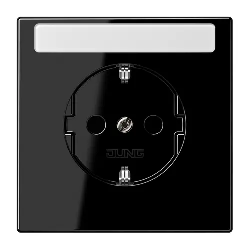 JUNG LS 1520 NKINA SW wandcontactdoos randaarde tekstvenster Safety+ LS990 zwart glans