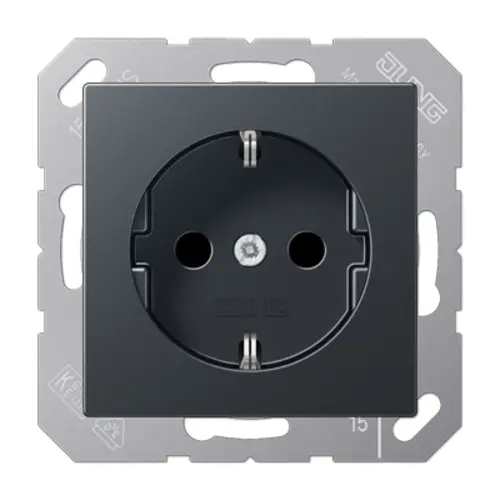 JUNG A 1520 NBFKI ANM wandcontactdoos randaarde Safety+ A-range antraciet mat