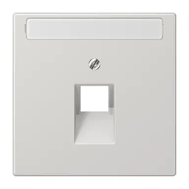 JUNG LS 969-1 NAUA LG centraalplaat 1-voudig met tekstvenster tbv RJ45 wandcontactdoos LS990 lichtgrijs