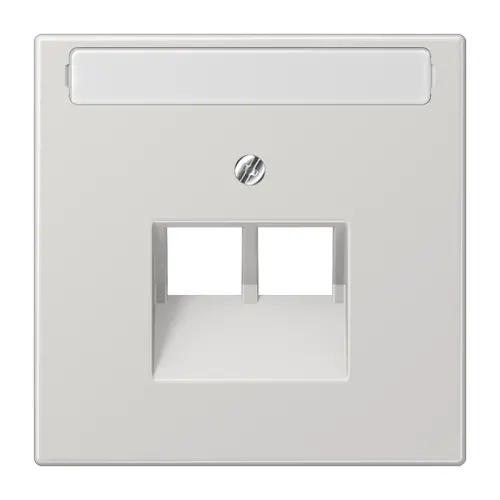 JUNG LS 969-2 NAUA LG centraalplaat 2-voudig met tekstvenster tbv RJ45 wandcontactdoos LS990 lichtgrijs