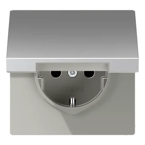 JUNG AL 1520 NKIKL wandcontactdoos randaarde Safety+ klapdeksel LS990 aluminium