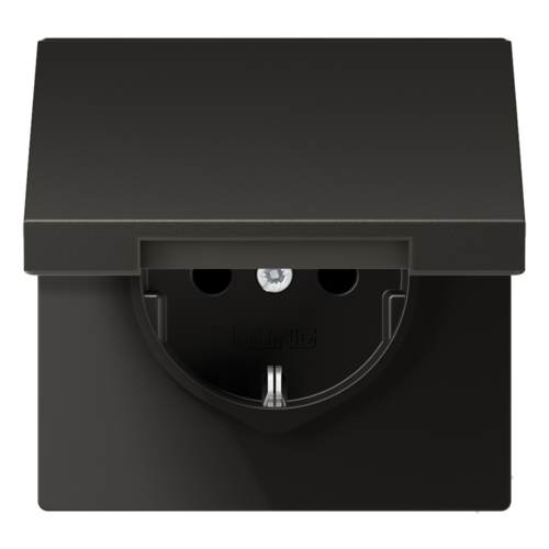 JUNG AL 1520 NKIKL AN wandcontactdoos randaarde Safety+ klapdeksel LS990 antraciet gelakt aluminium