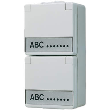 JUNG 622 NAW wandcontactdoos 2-voudig randaarde verticaal met klapdeksel en tekstvensters opbouw IP44 WG600