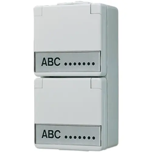 JUNG 622 NAW wandcontactdoos 2-voudig randaarde verticaal met klapdeksel en tekstvensters opbouw IP44 WG600