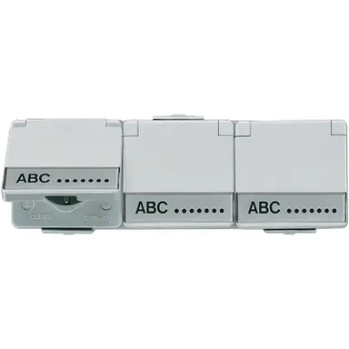JUNG 623 NAW wandcontactdoos randaarde 3-voudig horizontaal met klapdeksel en tekstvenster opbouw IP44 WG600