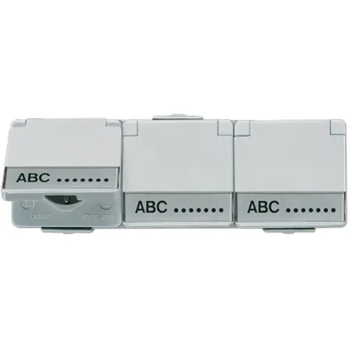 JUNG 623 NAW wandcontactdoos randaarde 3-voudig horizontaal met klapdeksel en tekstvenster opbouw IP44 WG600
