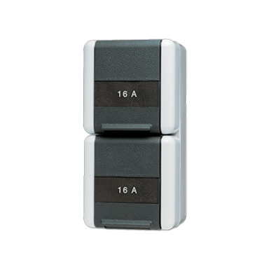 JUNG 822 NAW wandcontactdoos 16A 2-voudig randaarde opbouw IP44 verticaal WG800