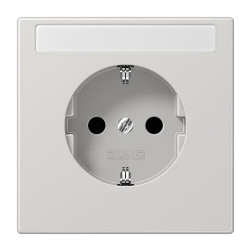 JUNG LS 1520 NNA LG wandcontactdoos randaarde tekstvenster LS990 lichtgrijs