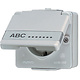JUNG 620 NAW wandcontactdoos randaarde met klapdeksel en tekstkader opbouw IP44 WG600