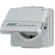 JUNG 620 NAW wandcontactdoos randaarde met klapdeksel en tekstkader opbouw IP44 WG600