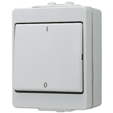 JUNG 603 W 3-polige schakelaar opbouw 16A met onderbak IP44 WG600