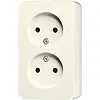 JUNG 6010 KIA opbouw wandcontactdoos 2-voudig zonder randaarde Safety+ AP600 creme