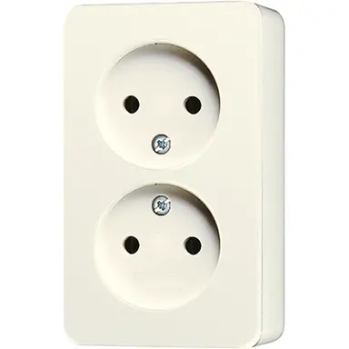JUNG 6010 KIA opbouw wandcontactdoos 2-voudig zonder randaarde Safety+ AP600 creme