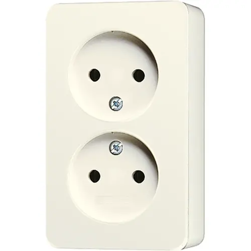 JUNG 6010 KIA opbouw wandcontactdoos 2-voudig zonder randaarde Safety+ AP600 creme